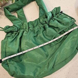 Green Gathered Drawstring Tote Bag - Women